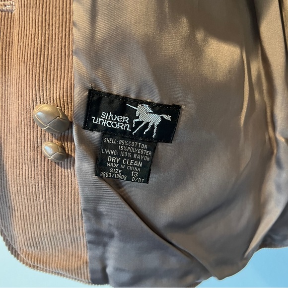 Vintage 80s Silver Unicorn Corduroy Lined Blazer - Picture 7 of 10